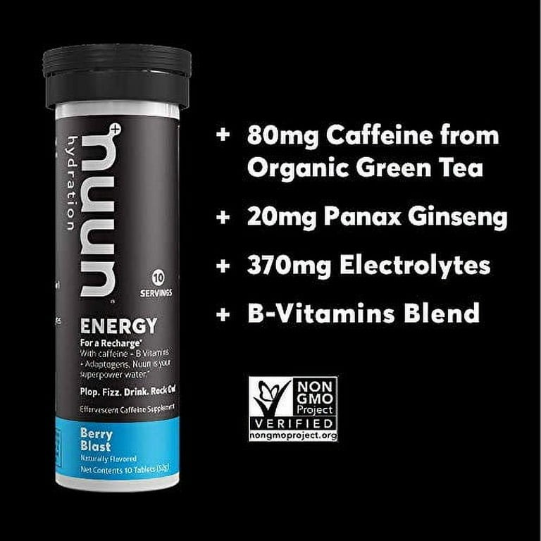 Nuun, Daily Hydration, Energy, Berry Blast 10 tablets, Pack of 20, EXP 06/27