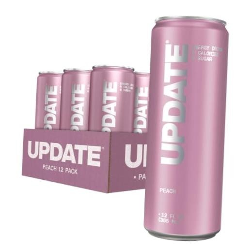 Caffeine Free Energy Drink, Paraxanthine, 12 Pack, 12 oz | Zero Sugar, Peach