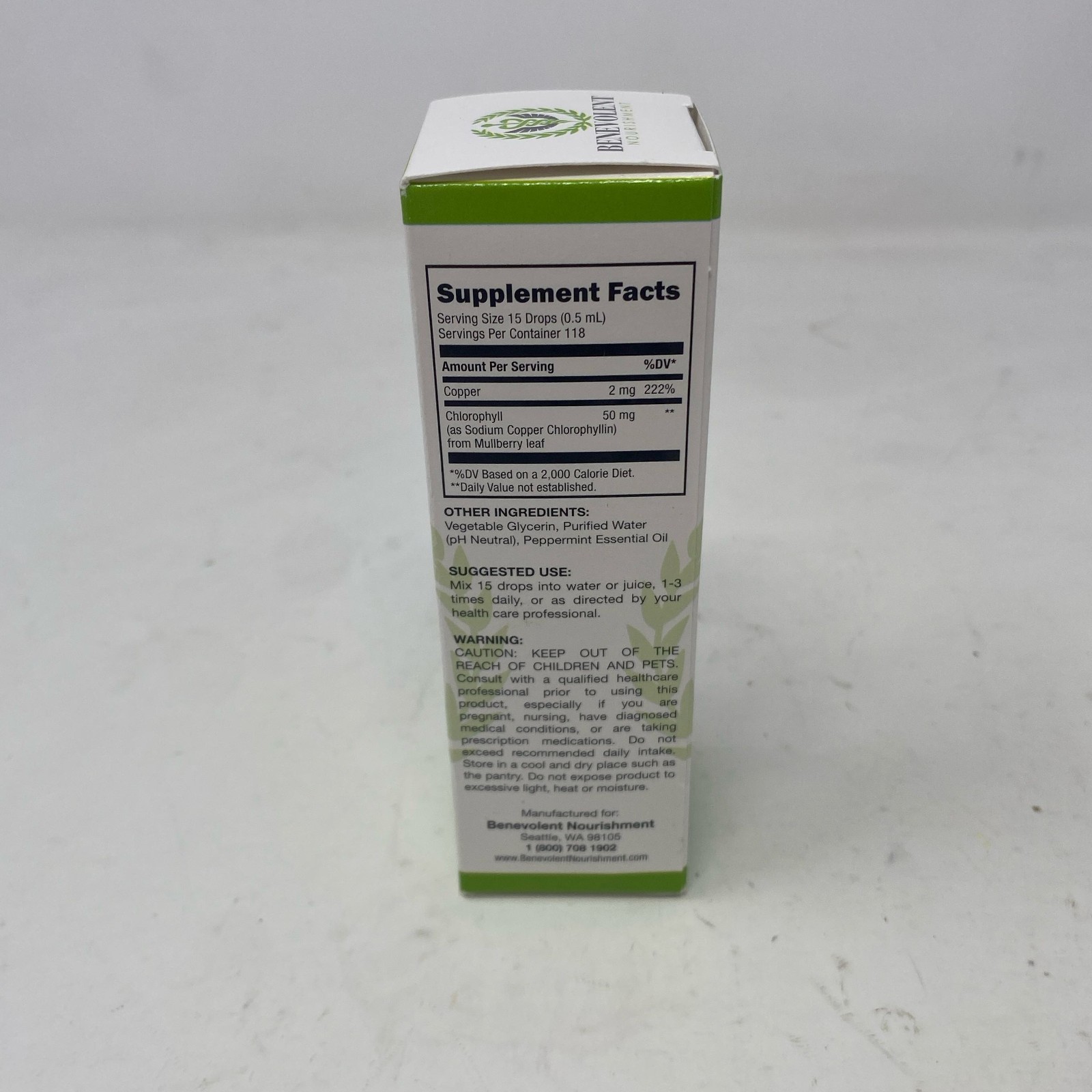 Benevolent Nourishment Liquid Chlorophyll, Mint, 2 fl oz