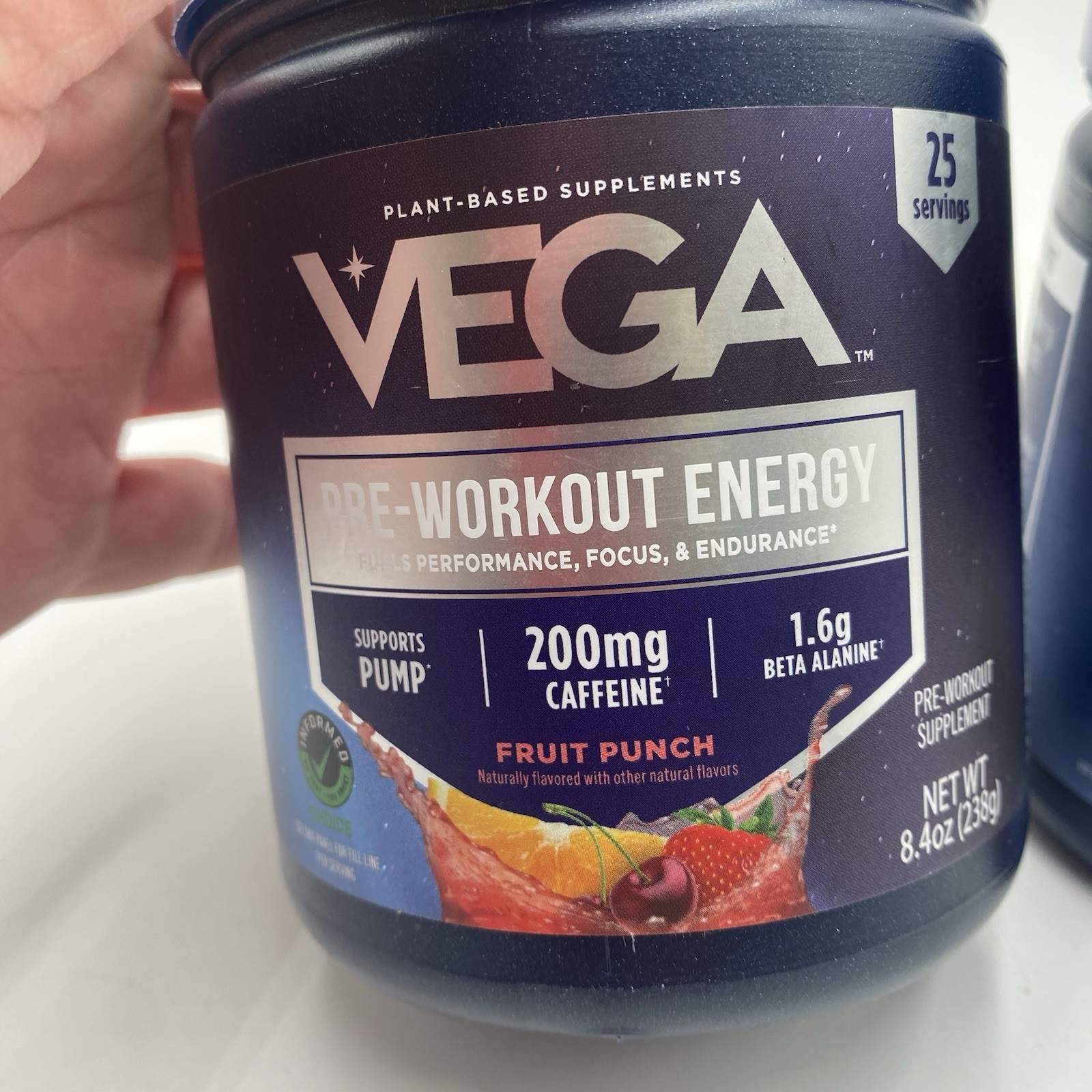 Lot Of 2 Vega Pre-Workout Energy 25 Servings Fruit Punch Exp 1/7/2027 New Sealed