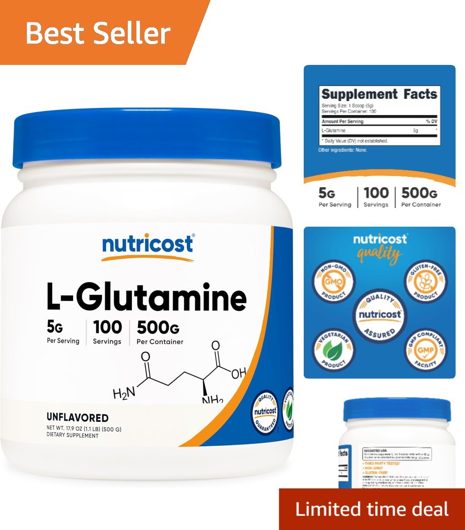 Pure L-Glutamine Powder 500g | Unflavored, Gluten-Free & GMO-Free