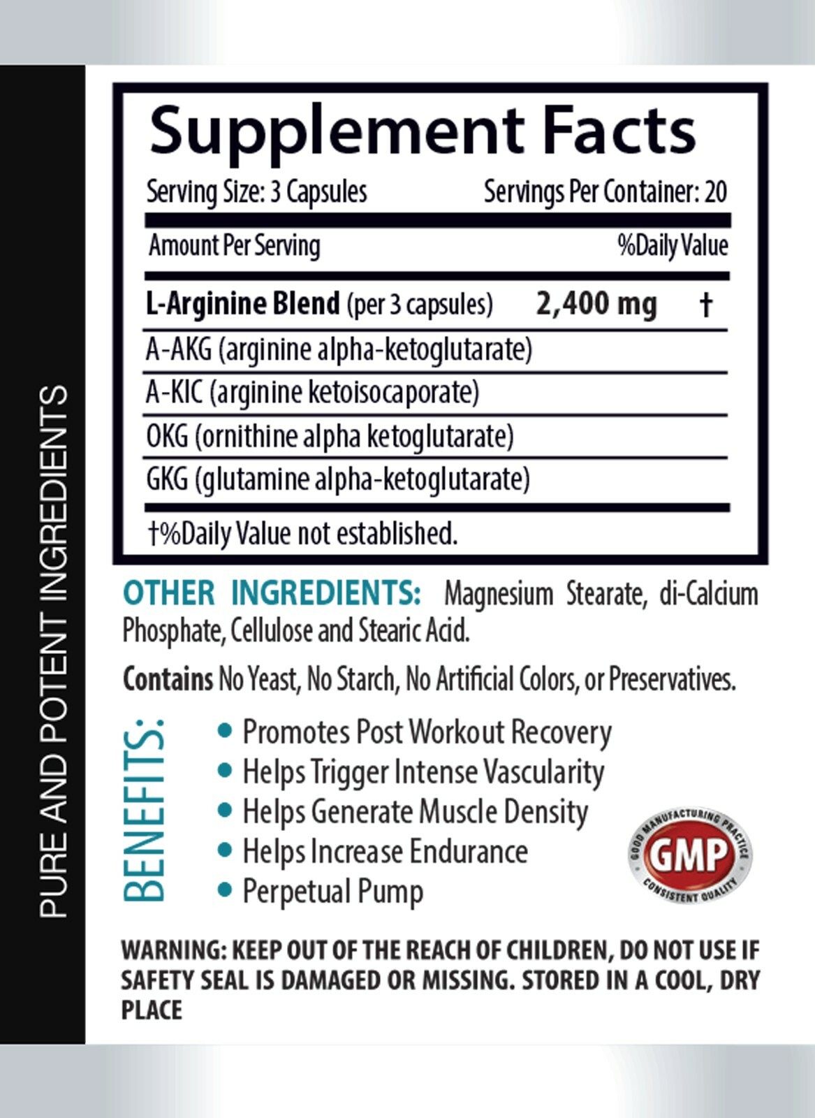 Nitric Oxide 2400mg – Extreme Strength, Endurance, Recovery, Lean Muscle (1 Bot)