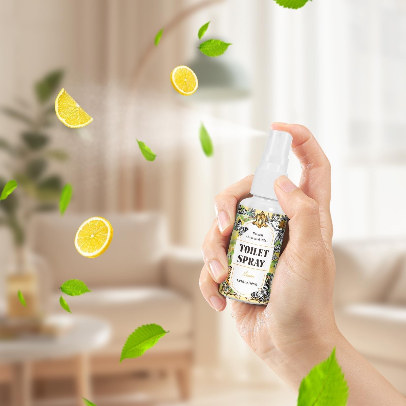 STRN Toilet Spray, 3-Pack Lemon, Mint & Lavender Natural Scent, Portable Inst…