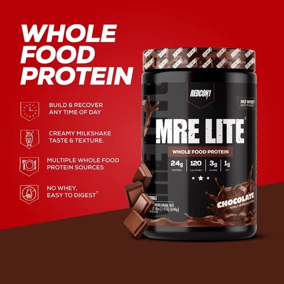 REDCON1 MRE Lite Whole Food Protein Powder Chocolate 20 Servings Whey Free