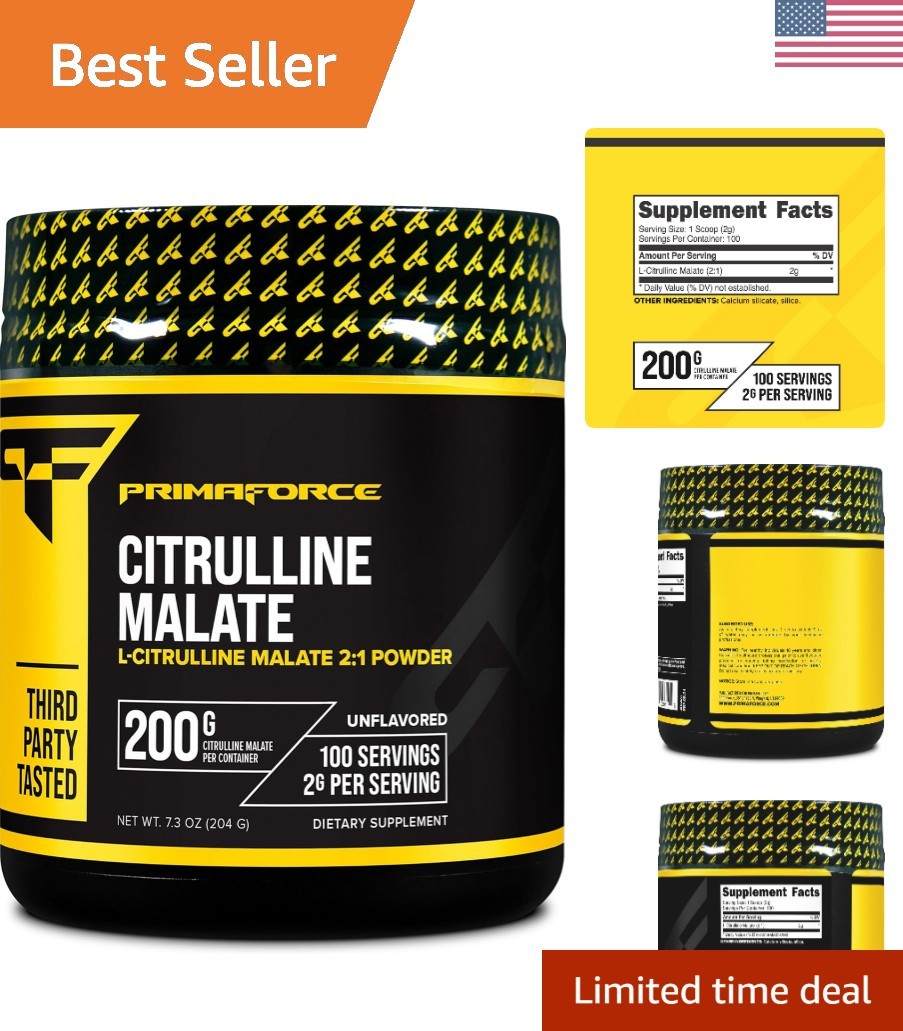 L-Citrulline Malate Powder, Unflavored Pre Workout Supplement, 200 Grams – Bo…