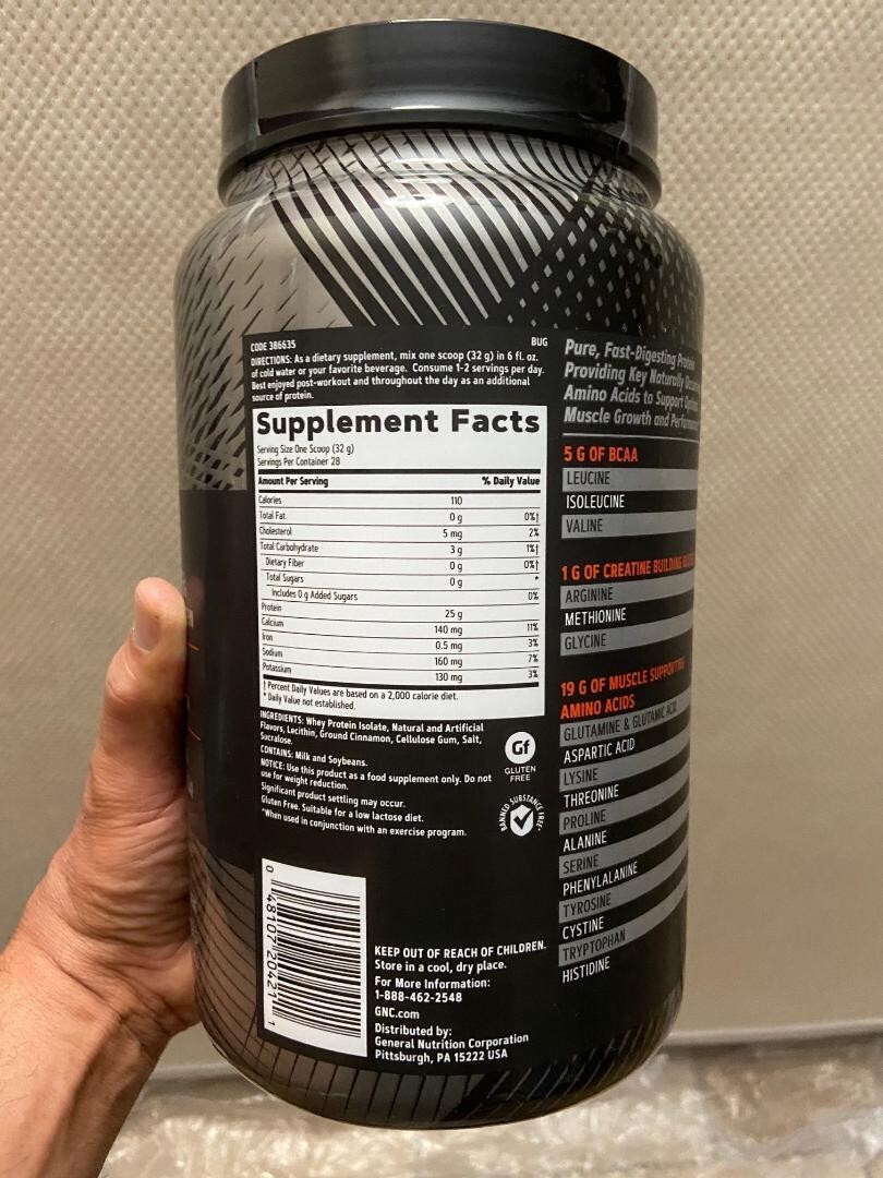 GNC AMP Puro Isolate Micro filtered Whey Protein Isolate 896 Grams, 28 servings