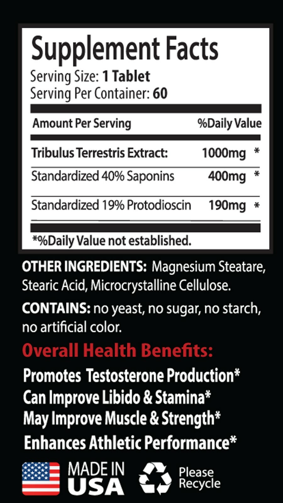 mens pills for – Tribulus Terrestris 1000 60T – free form testosterone 3B