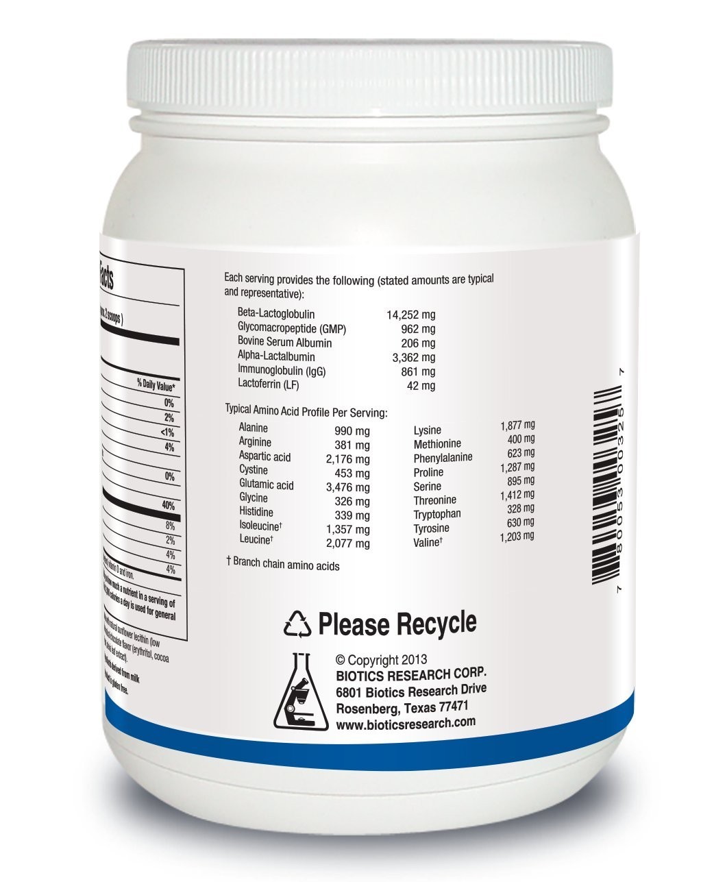 Biotics Research Corporation Whey Protein Isolate 20 Grams – Undenatured