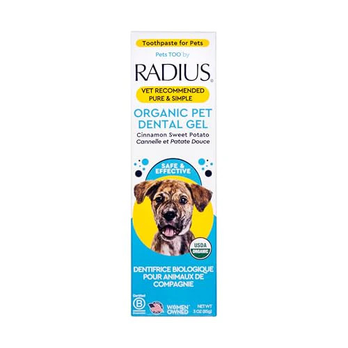 RADIUS USDA Organic Canine Toothpaste, Sweet Potato Cinnamon Flavor, 3 Ounce