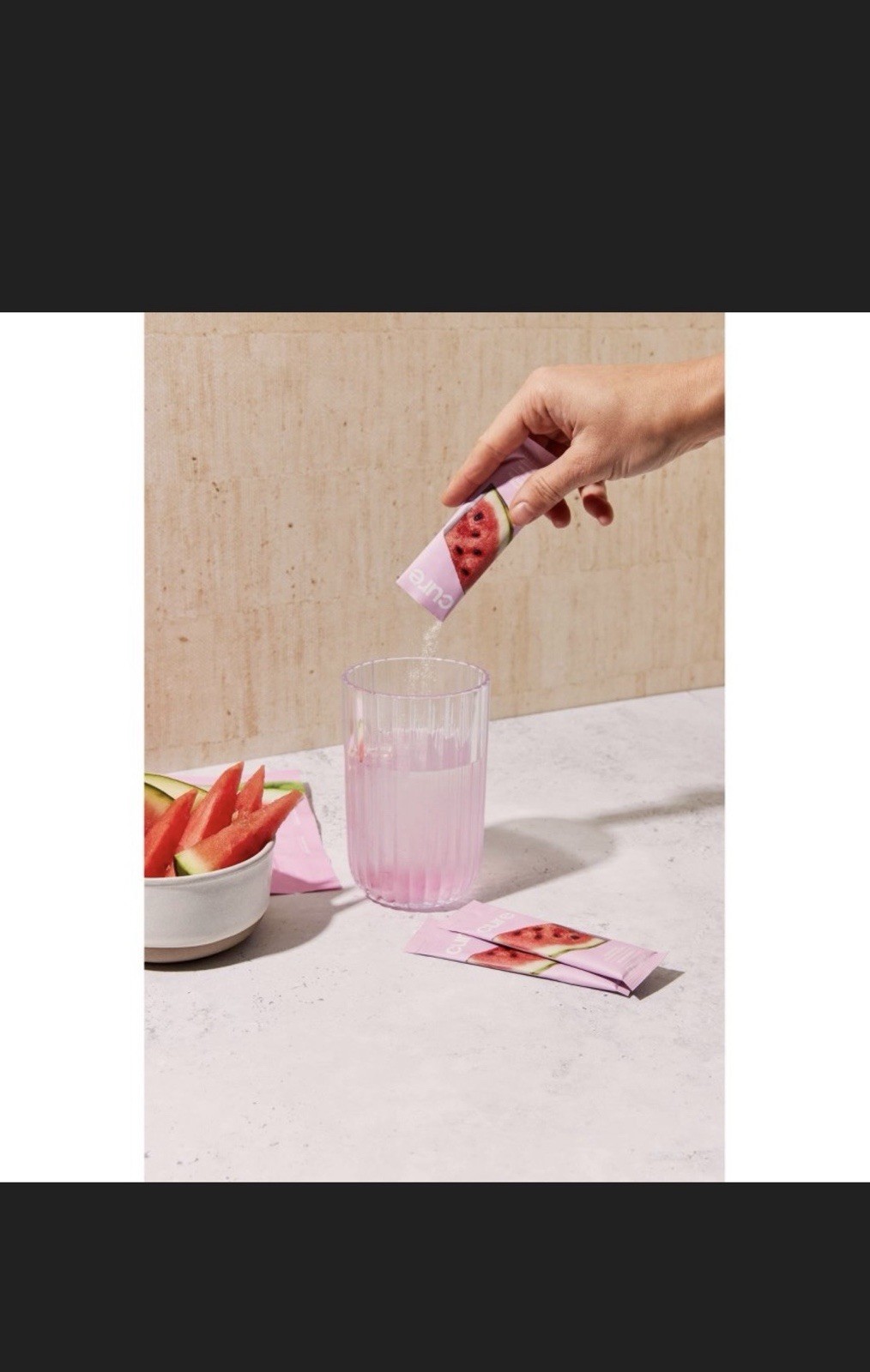 Cure Hydration Electrolyte Drink Mix Watermelon Powder 6 Packets No Sugar