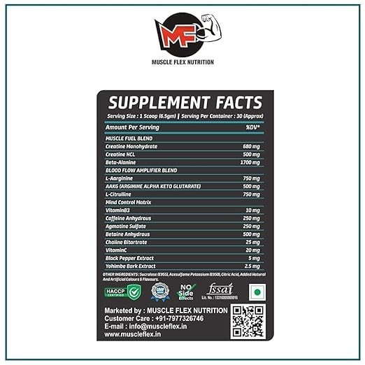Muscle Flex Nutrition Preworkout-Extreme Lasting Explosive Energy,Focus,-30 Serv