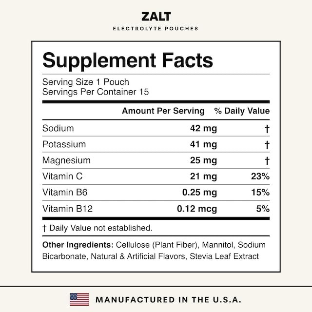 ZALT Electrolyte Pouches, Zero Caffeine Hydration Pouch, Electrolytes with Vi…