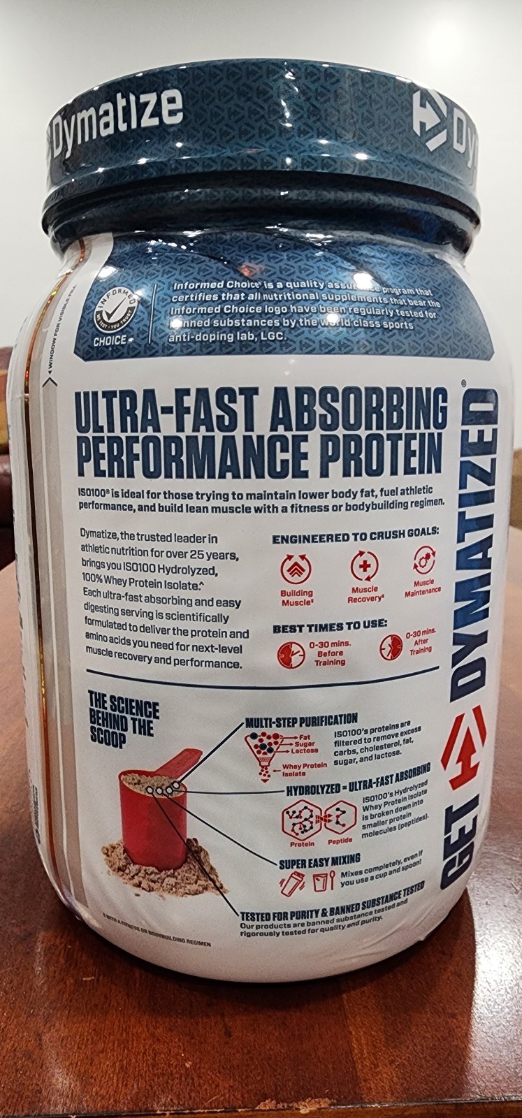 Dymatize ISO100 Whey Protein Isolate Gourmet Chocolate 20 Servings 1.43LB