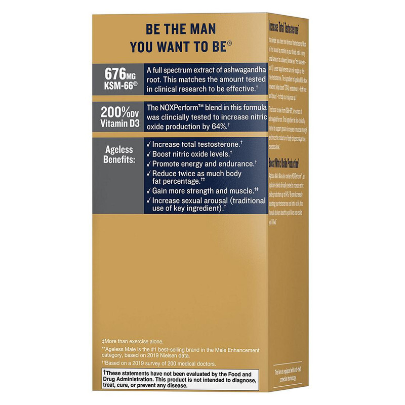 Ageless Male Max Total Testosterone and Nitric Oxide Booster – 120 Caplets