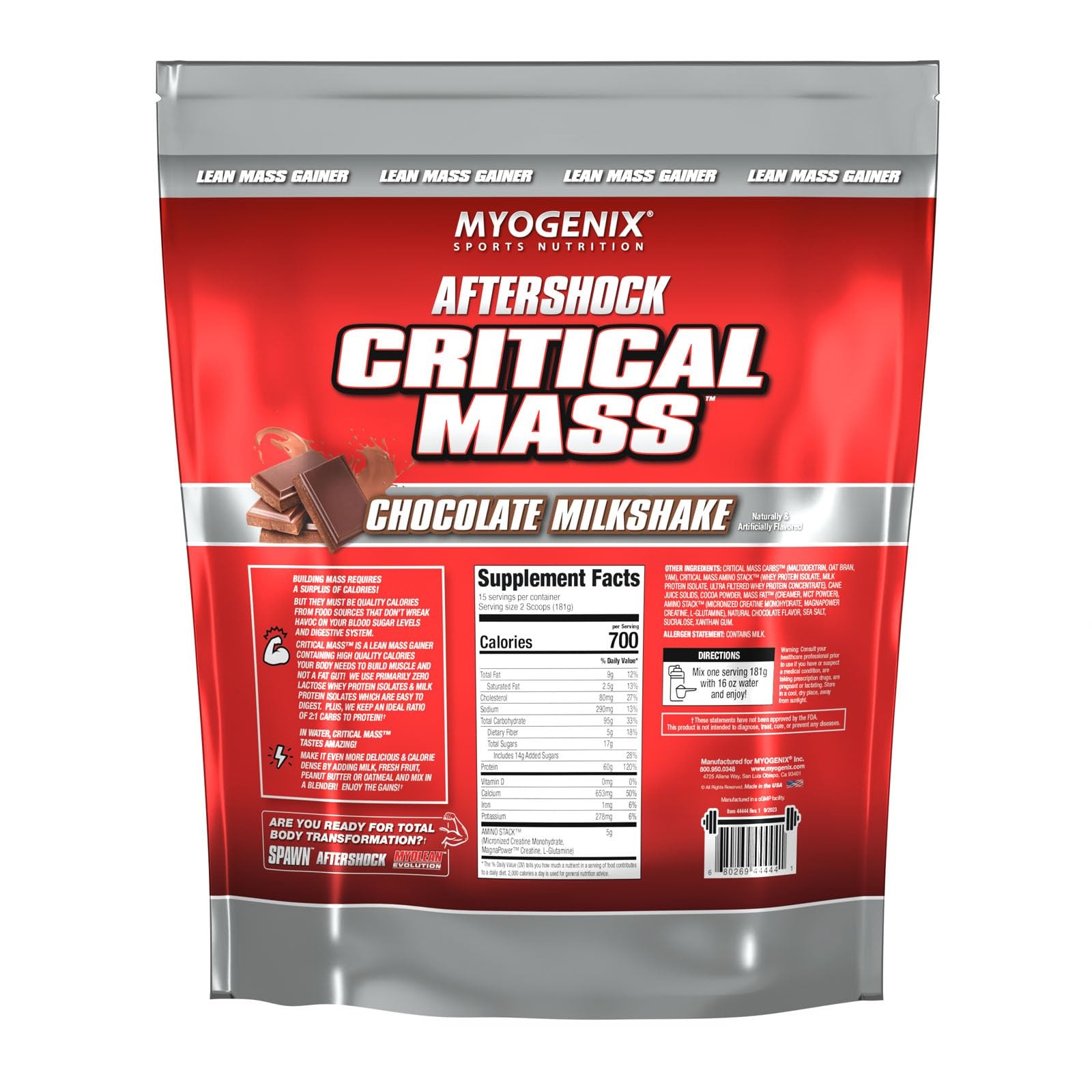 Myogenix Critical Mass Gainer – Muscle Mass Weight Gain Supplement, Zero Lact…