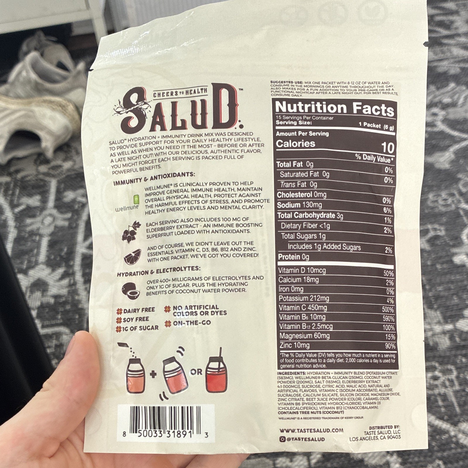 SALUD Electrolyte Hydration + Immunity Drink Mix Watermelon Margarita 15 Packs