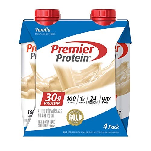 Premier Protein Shake 30g 1g Sugar 24 Vitamins Minerals, Vanilla, 44 FlOz 4 Pack