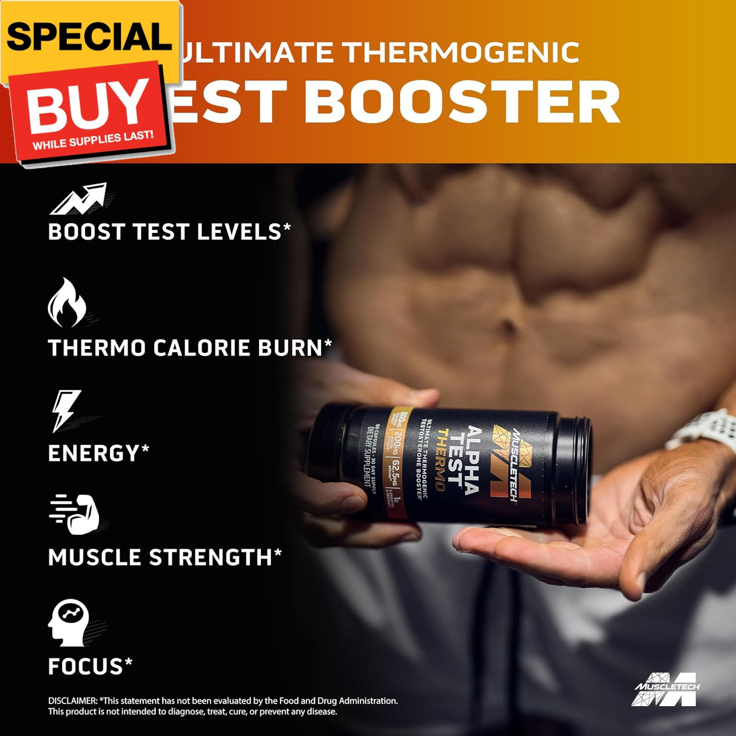 Thermogenic Testosterone Booster for Men, AlphaTest Thermo – T-Boost Mens Supple