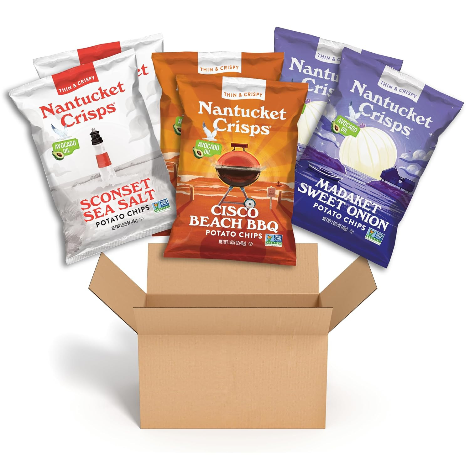 Trial Pack, BBQ, Sweet Onion & Sea Salt Chips, Made with Avocado Oil, Thin & Cri