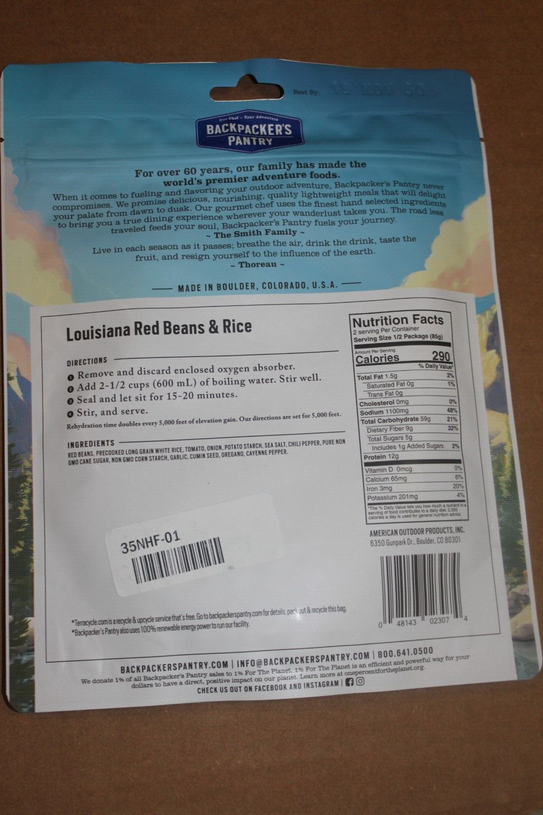 2 PACK Backpacker’s Pantry Louisiana Beans and Rice -2 Serving #BINC229