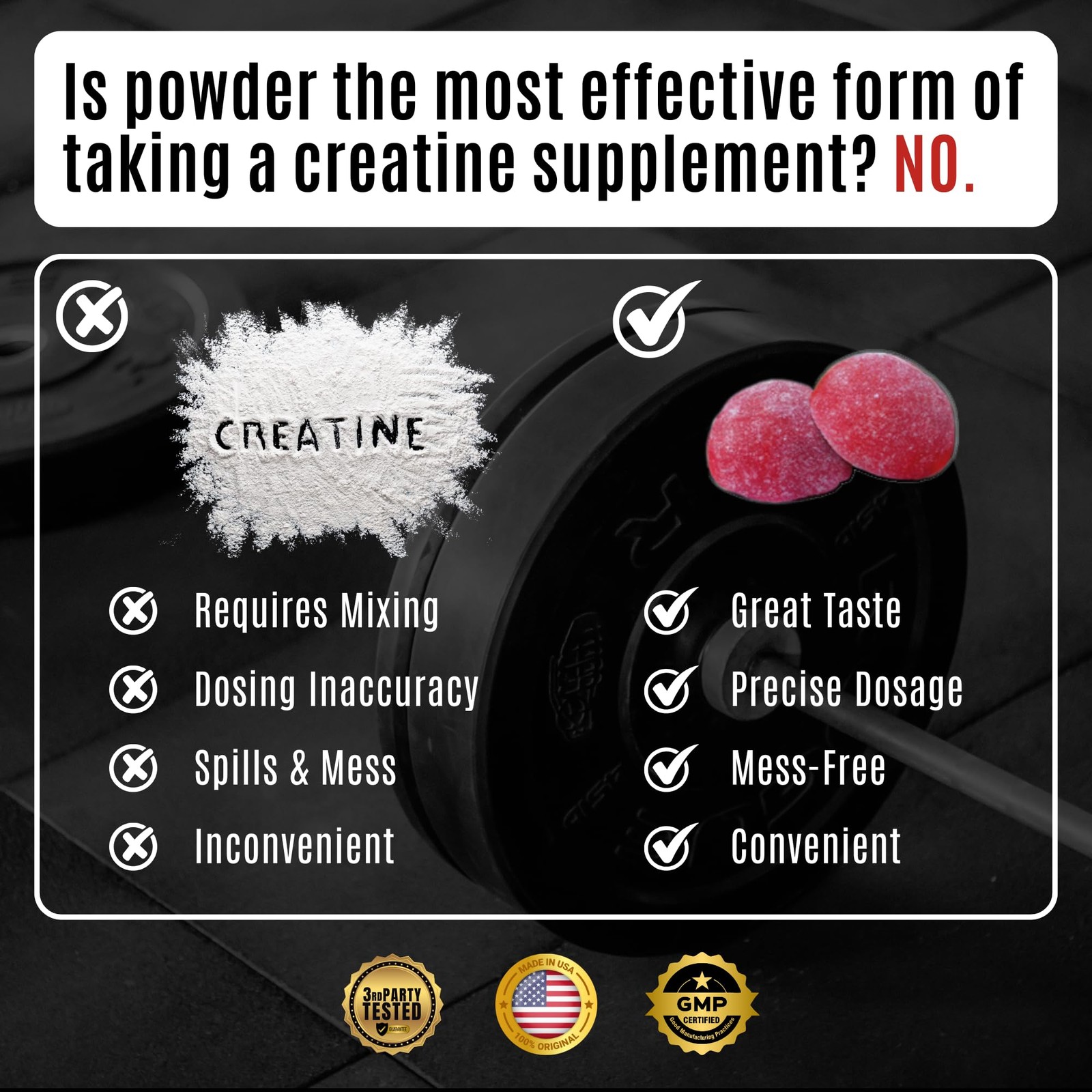 Ekkovision Creatine Monohydrate Gummies for Men and Women, Orange Citrus Flav…