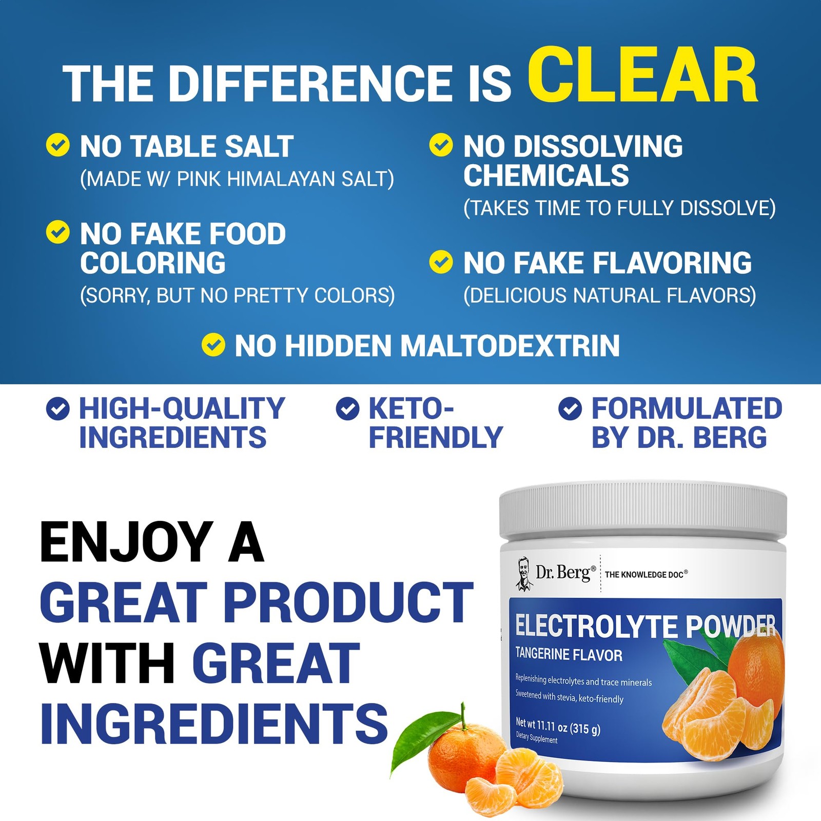 Dr. Berg Zero Sugar Hydration Keto Electrolyte Powder 10.29 Ounce (Pack of 1)