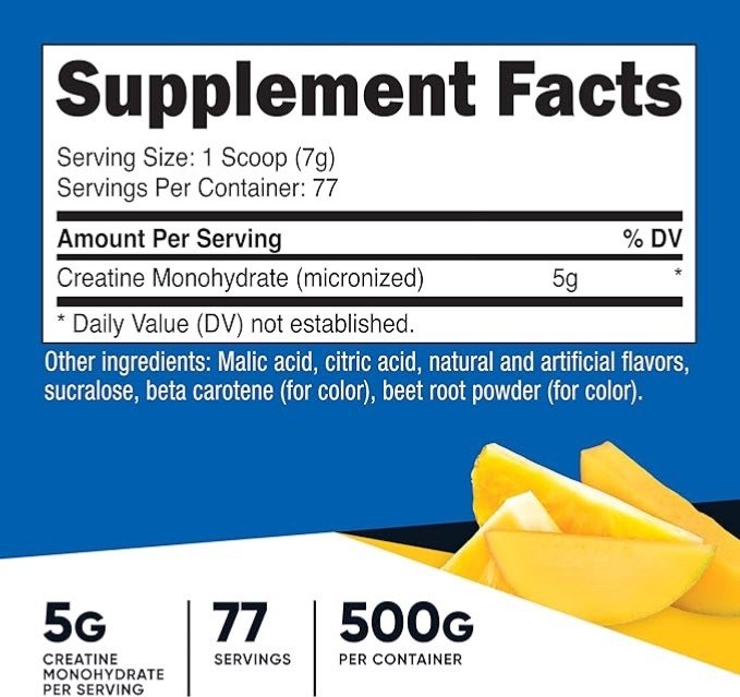 Nutricost Creatine Monohydrate Powder (Pineapple Mango, 500 Grams)