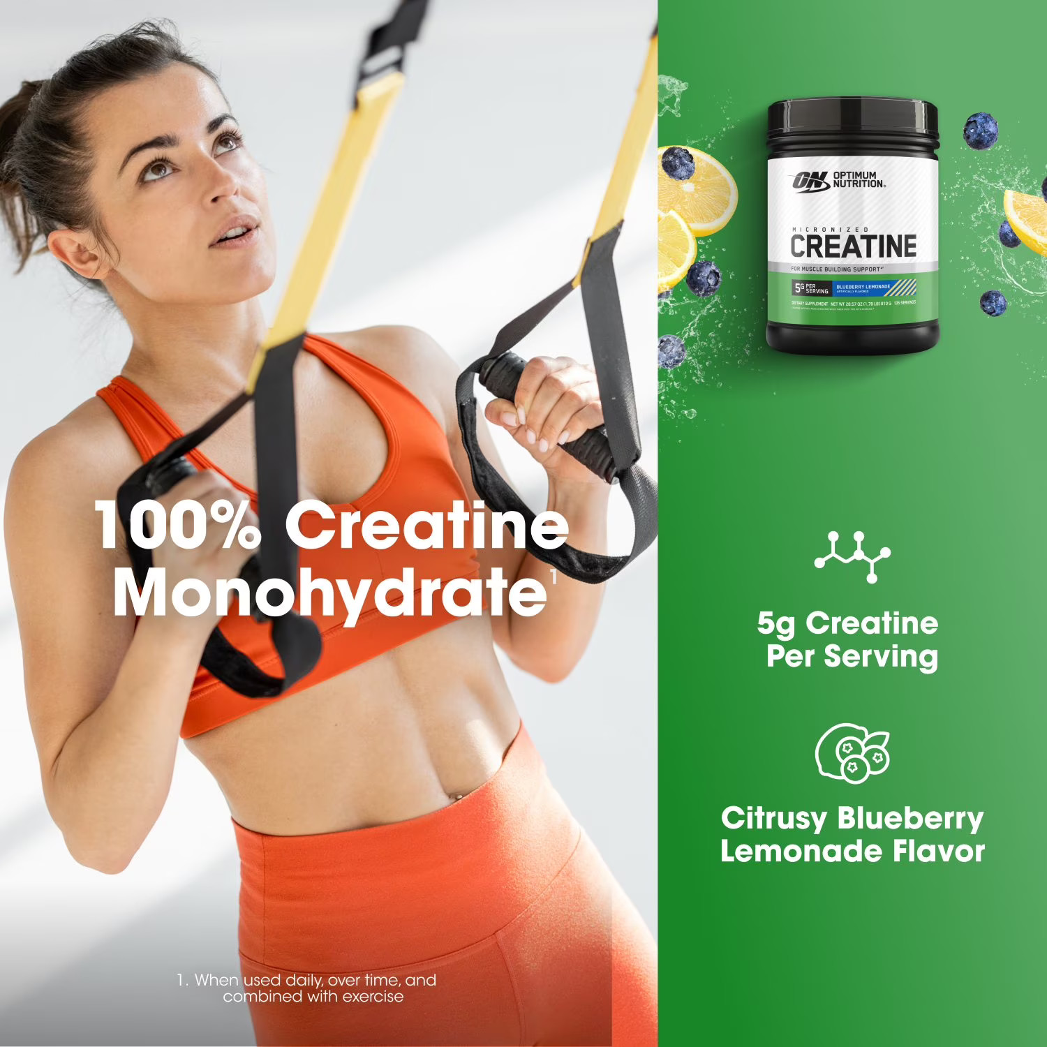 Optimum Nutrition, Micronized Creatine, Blueberry Lemonade, 1.78 Pounds