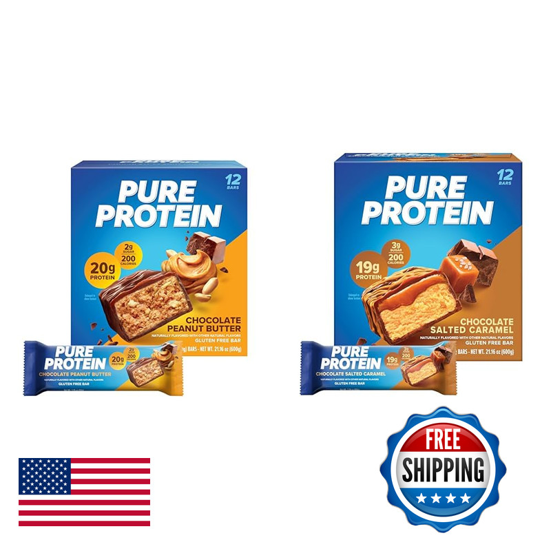 Pure Protein Chocolate Peanut Butter Chocolate Salted Caramel Protein Bars High