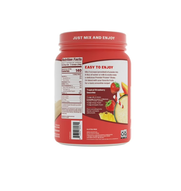 Premier Protein 100% Whey Protein Powder, Strawberry Milkshake, 30g Protein, 23.
