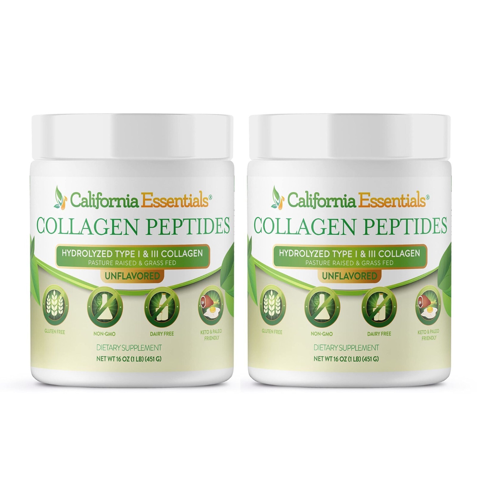 Collagen Peptides Powder Gluten Free Dairy Free – Unflavored – 2 Pack (16oz x 2)
