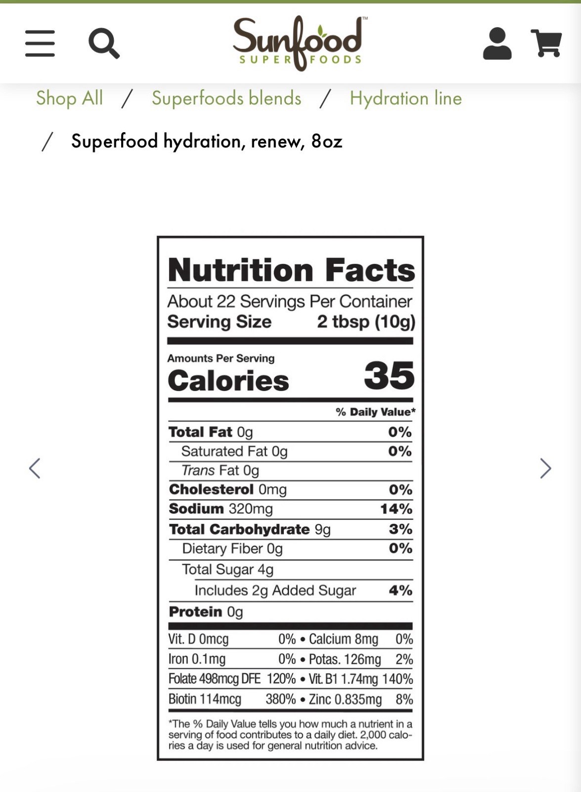 Sunfood Superfood Hydration Renew Sour Watermelon Vitamins Electrolytes 8 oz.