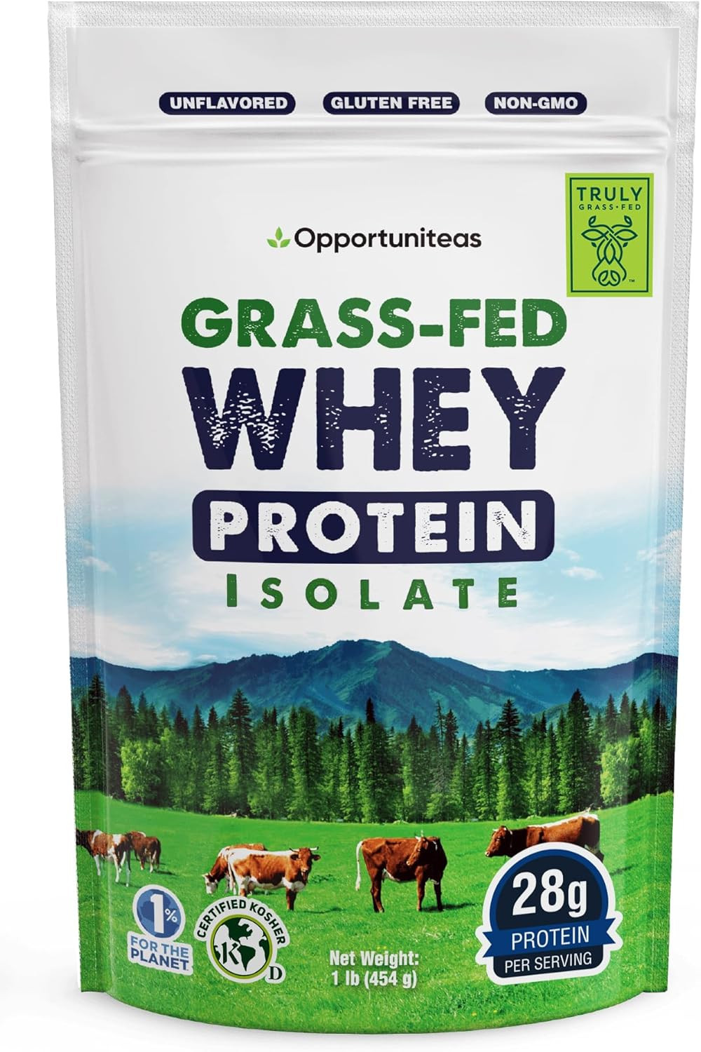 Grass Fed Whey Isolate Protein Powder – Unflavored, Heavy-Metal Tested, 28G Prot