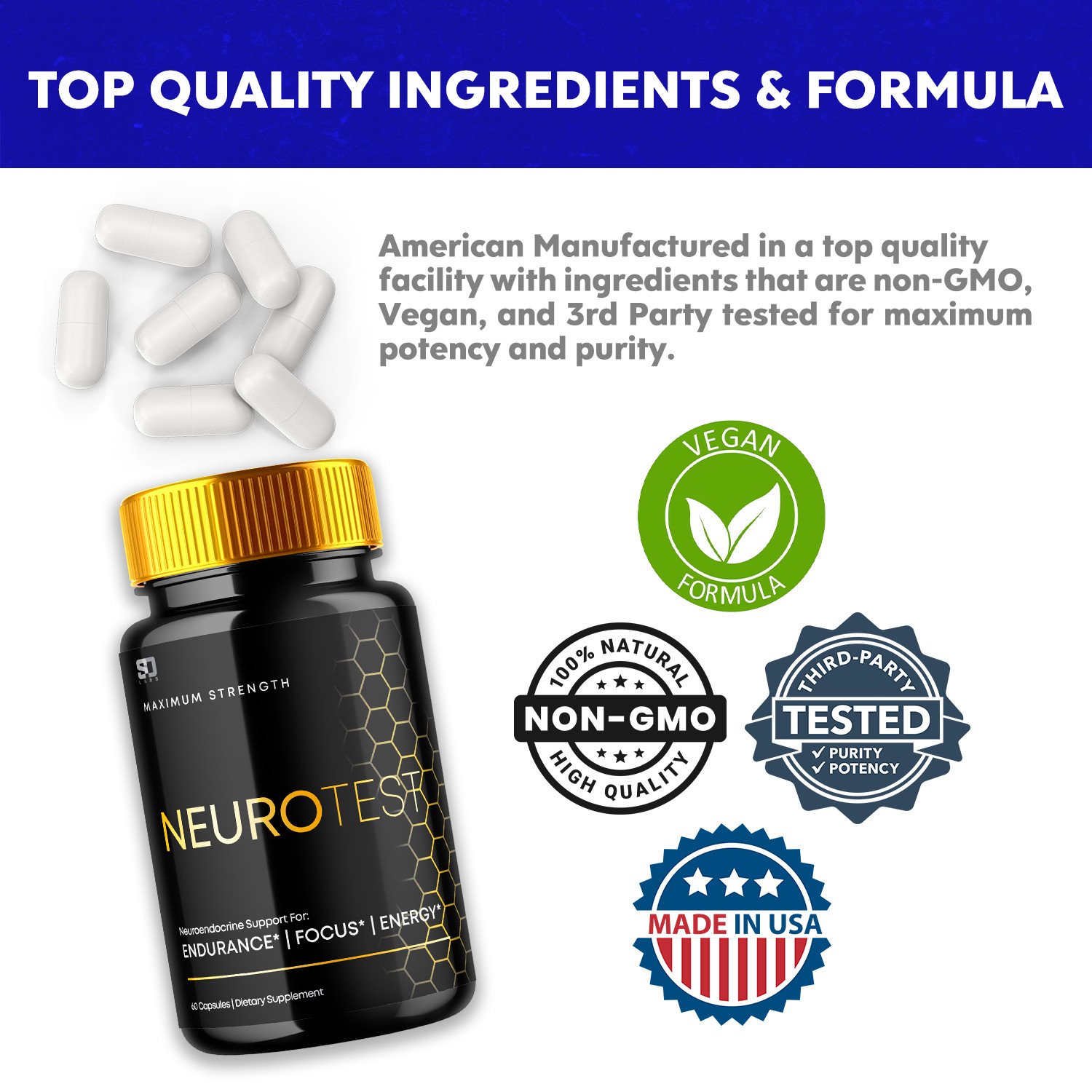 (3 Pack) Neurotest, Neurotest Advanced Formula Male Support Pills (180 Capsules)
