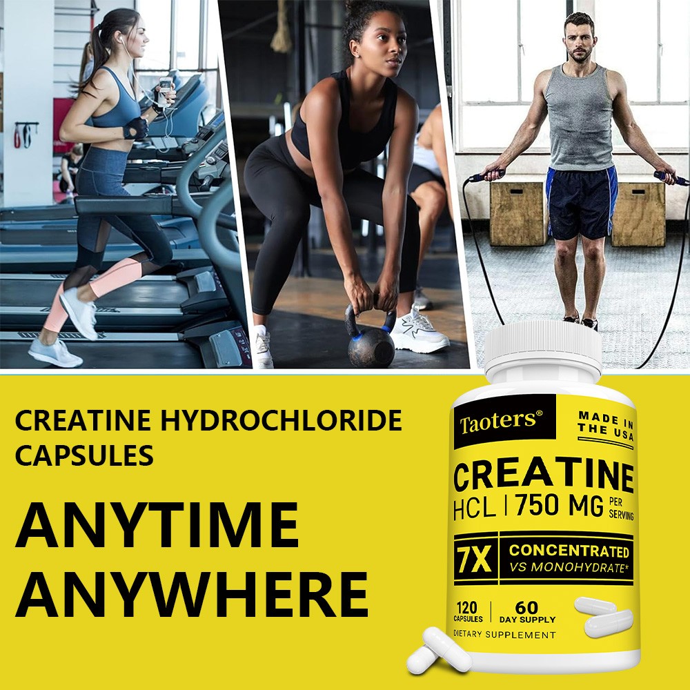 Creatine Hcl 750 Mg 30-120 Capsules Supports Immune Energy Health Muscle Growth
