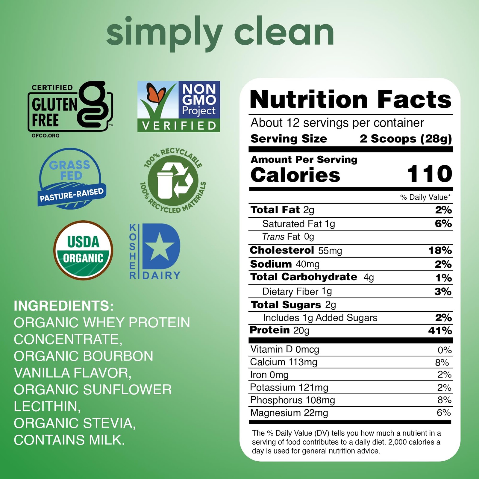 simply tera’s Organic Whey Protein Powder Grass Fed Vanilla Whey Protein Pow…