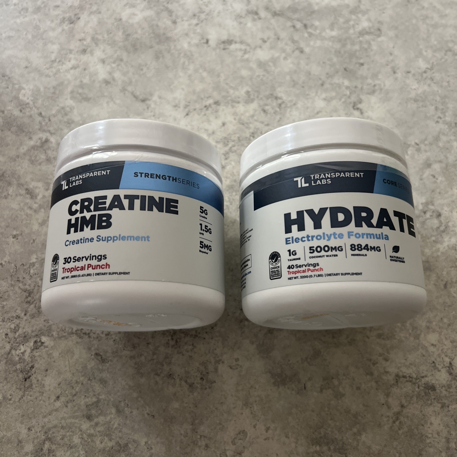 Transparent Labs Creatine HMB 30ct & Hydrate Electrolyte Formula 40ct