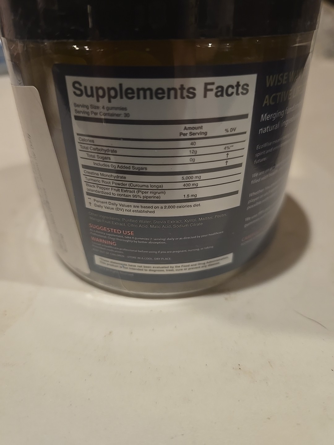 EcoWise Wellness 2 Pack Creatine Monohydrate Gummies 5000 mg Fresh Mango