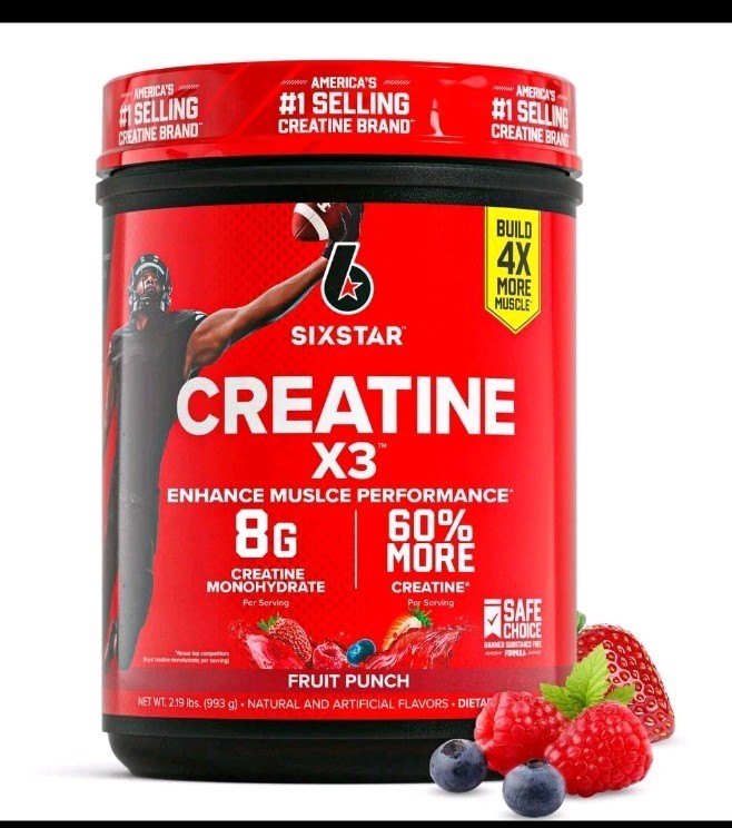 Creatine X3™, Fruit Punch, 2.19 lbs (993 g) Sixstar 8G Protein Exp 02/2027