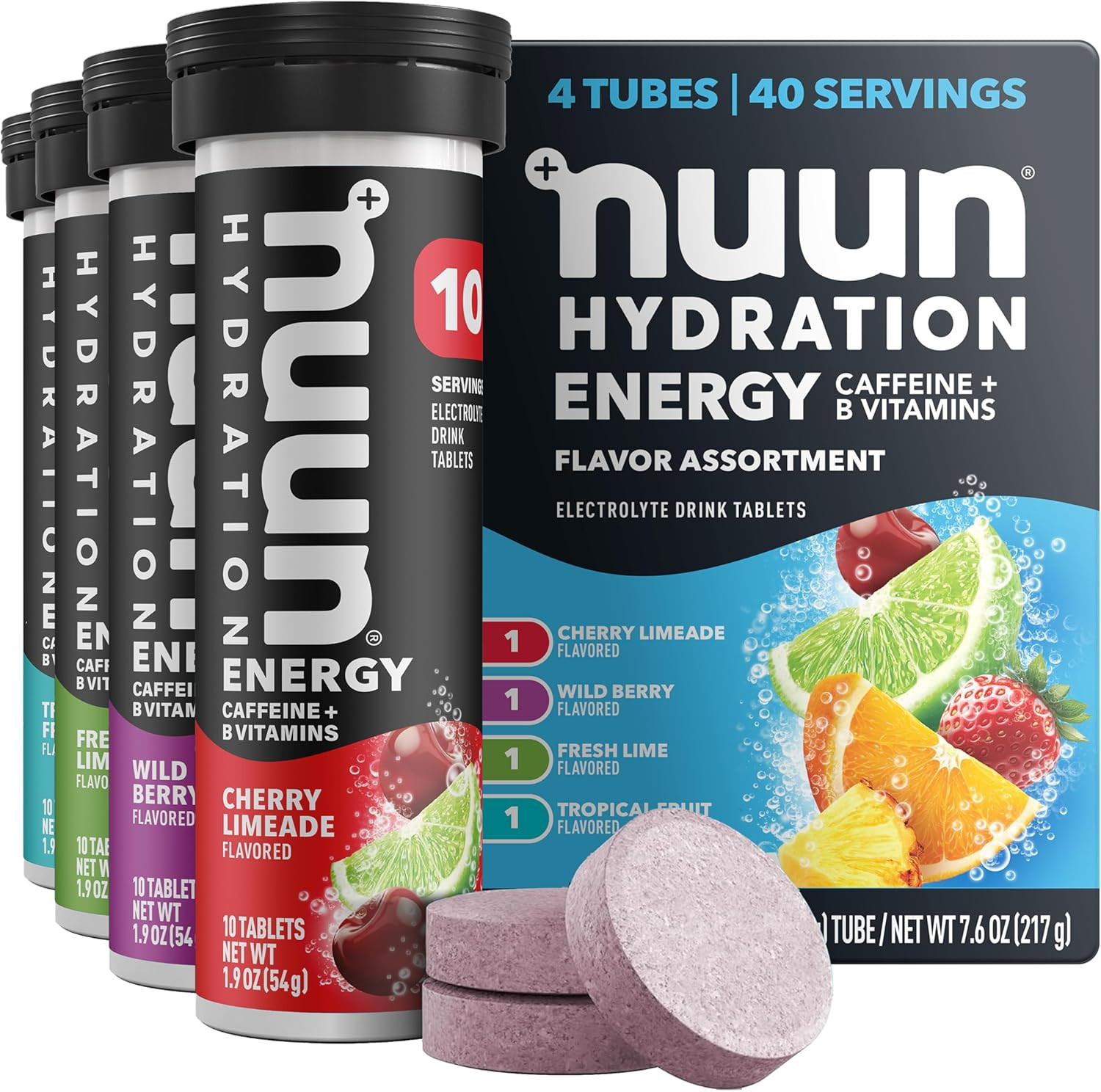 Nuun Energy Electrolyte Tablets Caffeine Mixed Flavors, 40 Servings