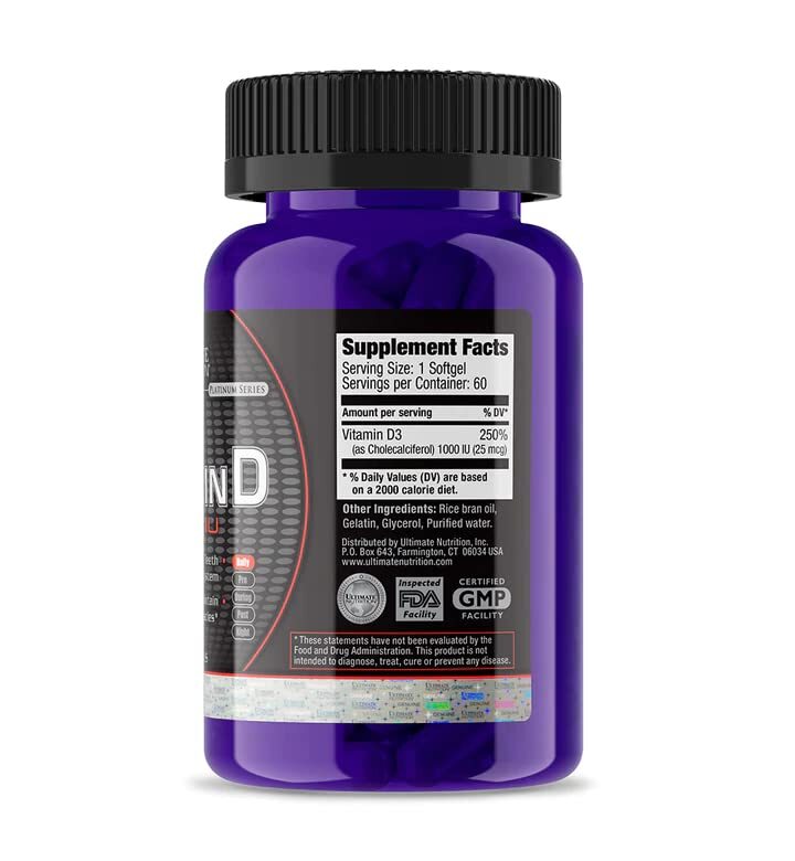 Ultimate Nutrition Vitamin D – 60 Softgels New!!!