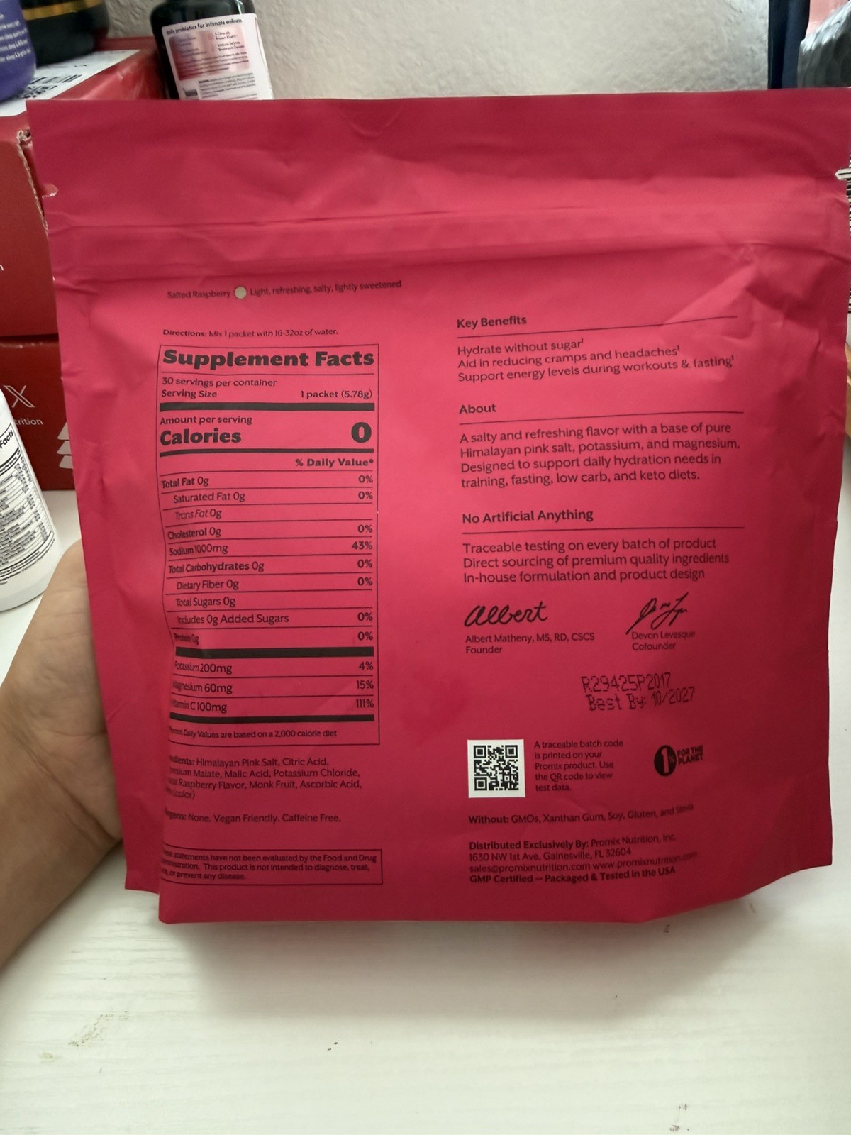 PROMIX Electrolyte Drink Mix Salted Raspberry Hydration Supplement