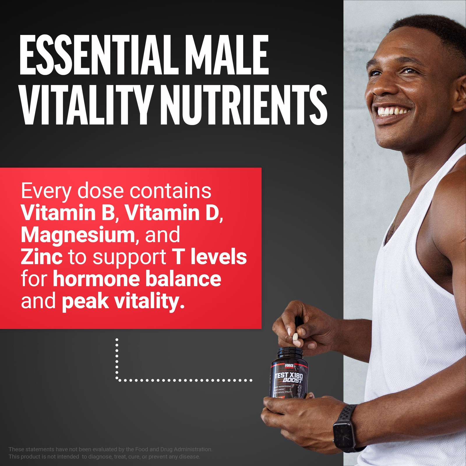 Force Factor Test X180 Boost 9-In-1 T Support For Men D-Aspartic Acid Boron