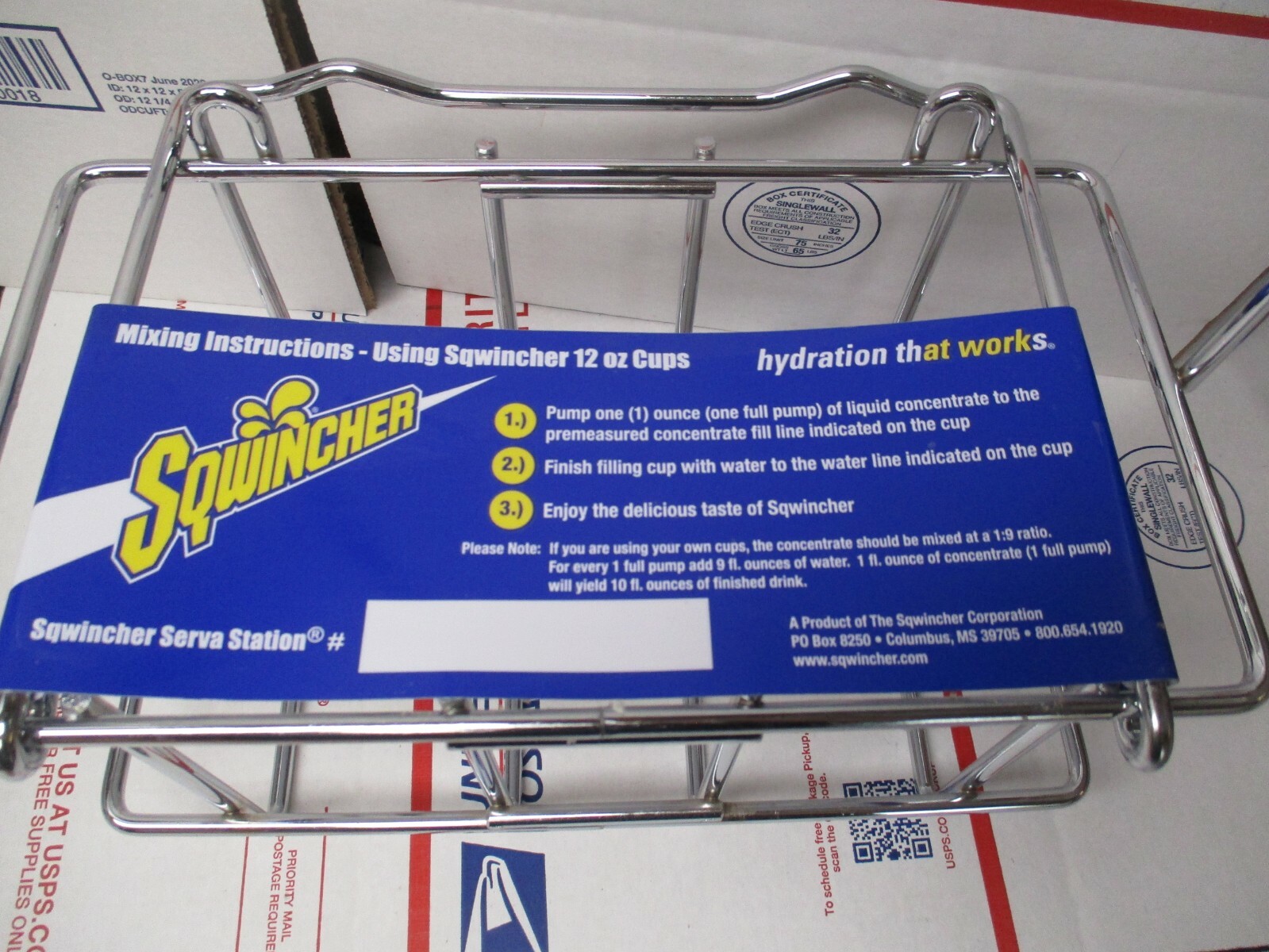 NEW SQWINCHER SERVASTATION WIRE BASKET HOLDS 2 BOTTLES WALL MOUNT CHROME STEEL