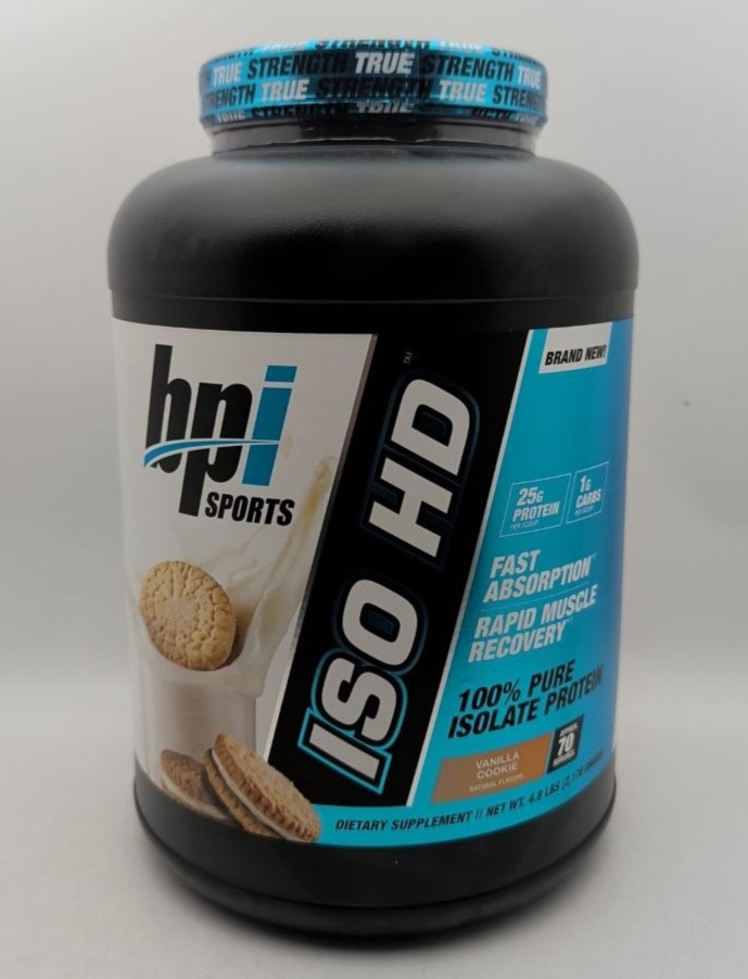 BPI Sports ISO HD Pure Isolate Protein Powder Vanilla Cookie 4.8 Lbs 70 Servings