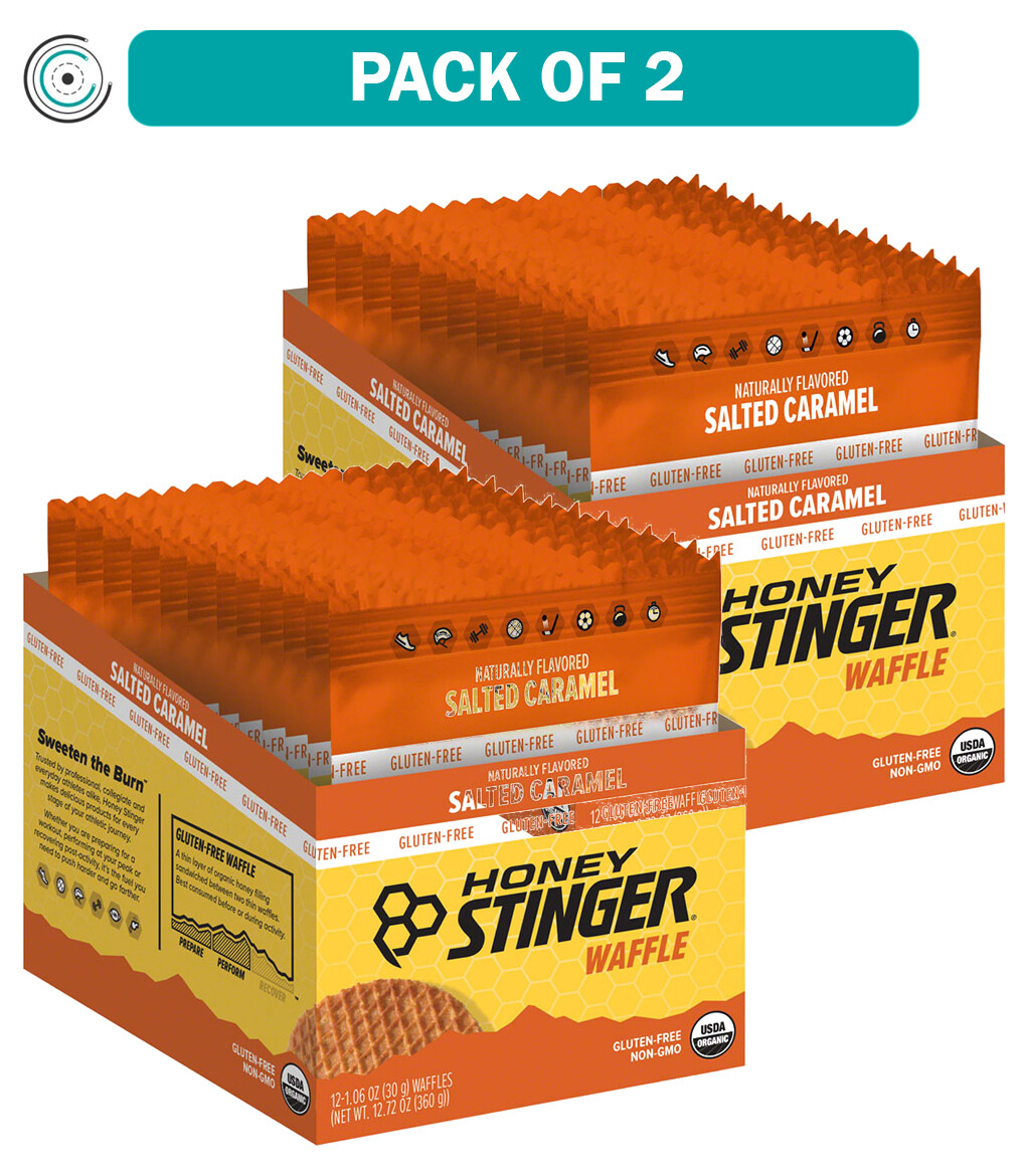 Pack of 2 Honey Stinger Gluten Free Organic Waffle – Salted Caramel, Box of 12