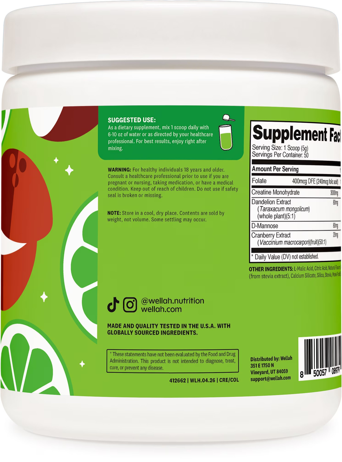 Creatine for Women (Coconut Lime) 50 Servings – Creatine Monohydrate with D-Mann