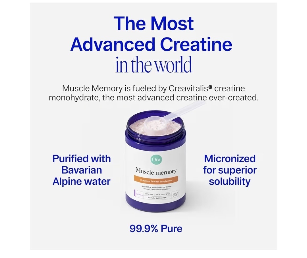 Ora Organic Creatine Monohydrate Powder Muscle Memory Acai Berry 30 Serving 2027