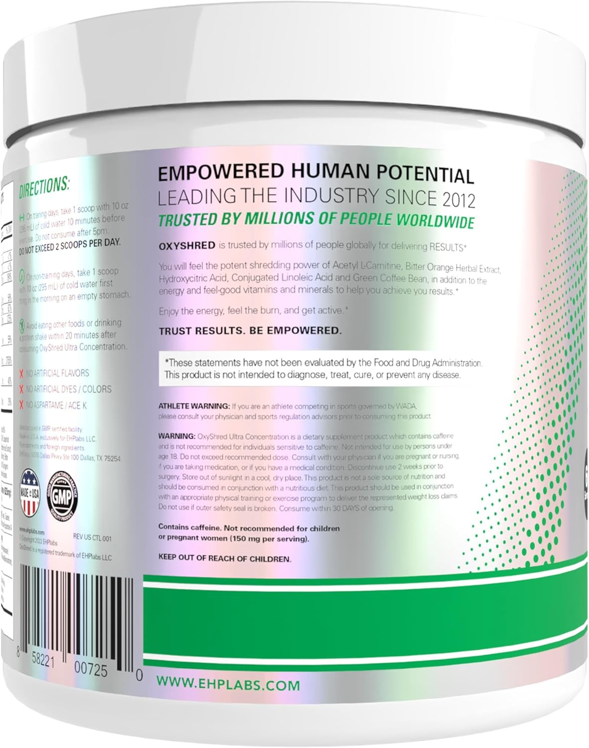 EHP Labs Oxyshred Pre Workout Powder – Preworkout Powder with L Glutamine & Acet