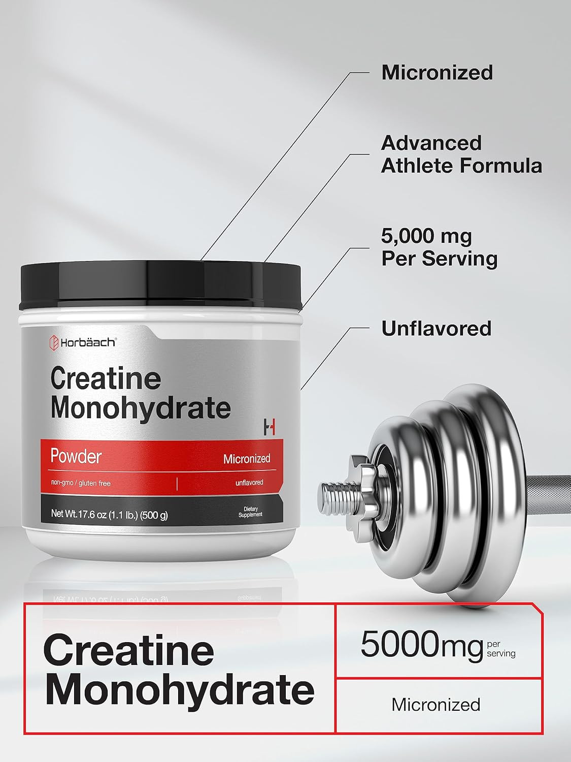 Creatine Monohydrate Powder | 1.1Lb (17.6 Oz) | Micronized and Unflavored | Vege